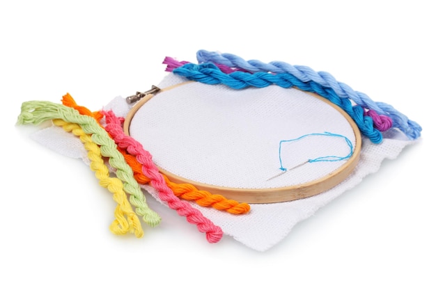 Ręcznie wykonane próbki haftu w ramce